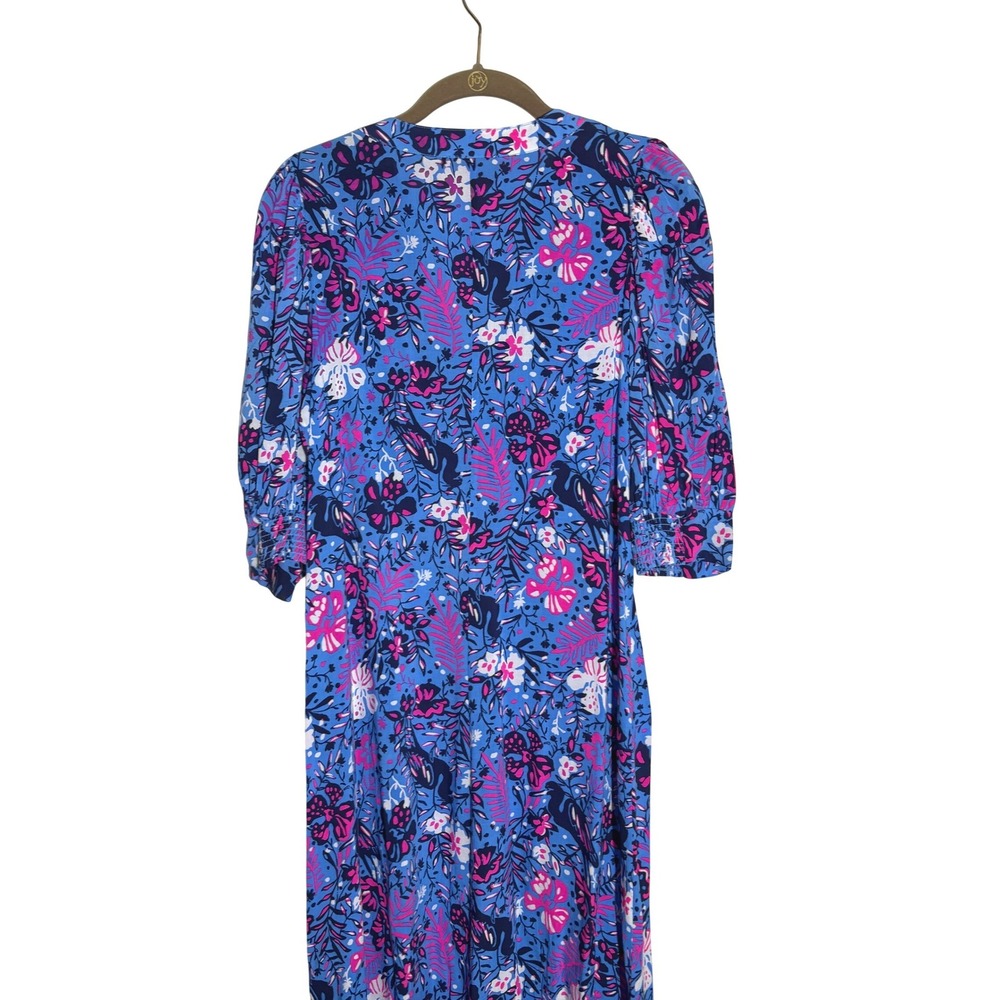 Lilly Pulitzer Andrei Maxi Dress Boca Blue Birds Eye View sz 4 - Picture 7 of 8